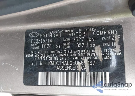 2014 Hyundai Accent Gls from USA, damaged, VIN KMHCT4AE9EU667067